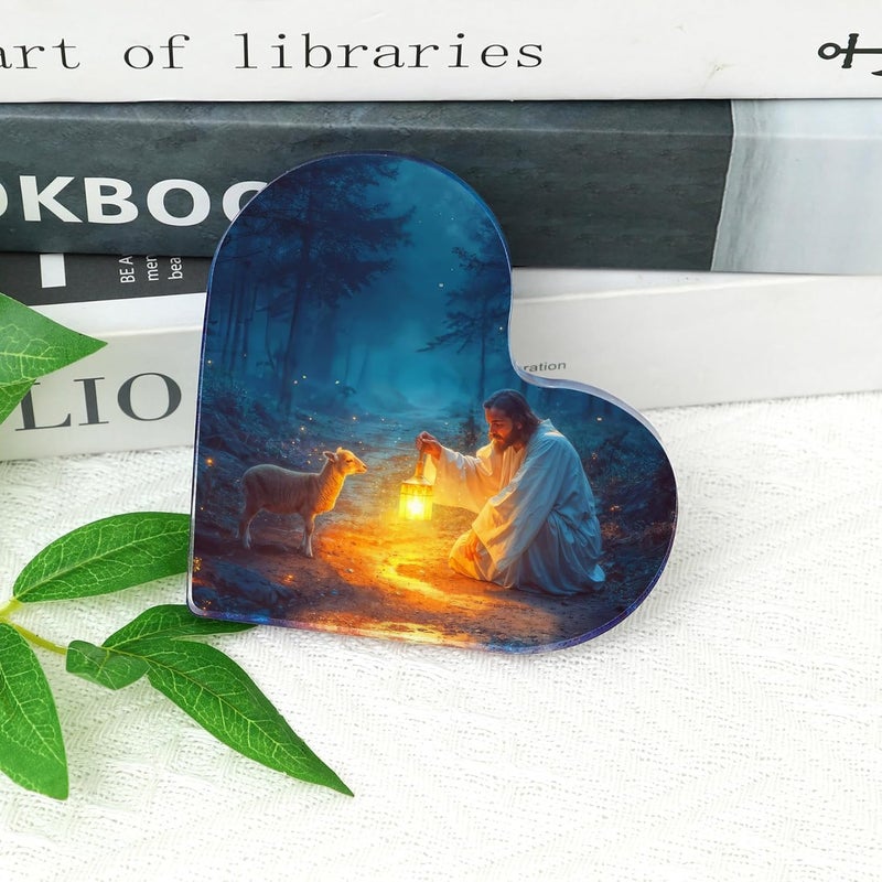 Ploceiny "Christian Appreciation Gifts For Women Plaque - Inspirational Jesus and Lamb Decor, Spiritual Gift for Women, Ideal for Birthdays, Baptism, or Home Decorations, Perfect for Mom, Sister, Friend, or Coworker, Religious Keepsake for Females" (4"x4")D-239 - Image 2